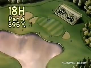 Anime mīļotā sasitu sunītis stils par the golfs lauks