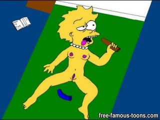 Lisa Simpson dildos herself and squirts all over the place