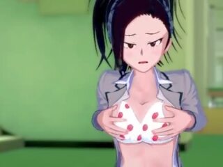 Hot Yaoyorozu Play With Her Big Natural Boobs - My Hero Academia