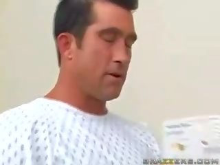 Superb busty brunette doctor wish a cum sample from a guy