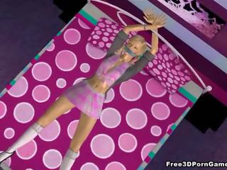 3D cartoon blonde schoolgirl getting eaten out