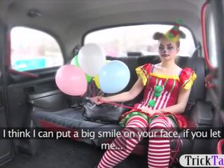 Cute girl in costume likes drivers cock in her pussy