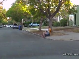 Thankful blonde teen hitchhiker fucks strangers dick