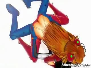 Evangelion kartun dengan seksi asuka