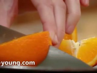 Beautiful masturbation in the kitchen