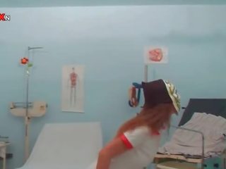 Blonde hottie gets her cunt licked by piss lover nurse