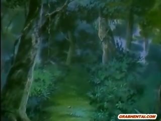Raudonplaukiai anime cutie milžiniškas monstras šikšnosparnis pakliuvom