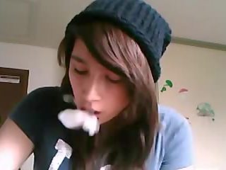 Webcam Girl Smoking Bong & Cigar.