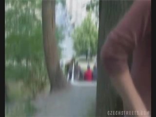 Czech girl sucking cock on the street for money